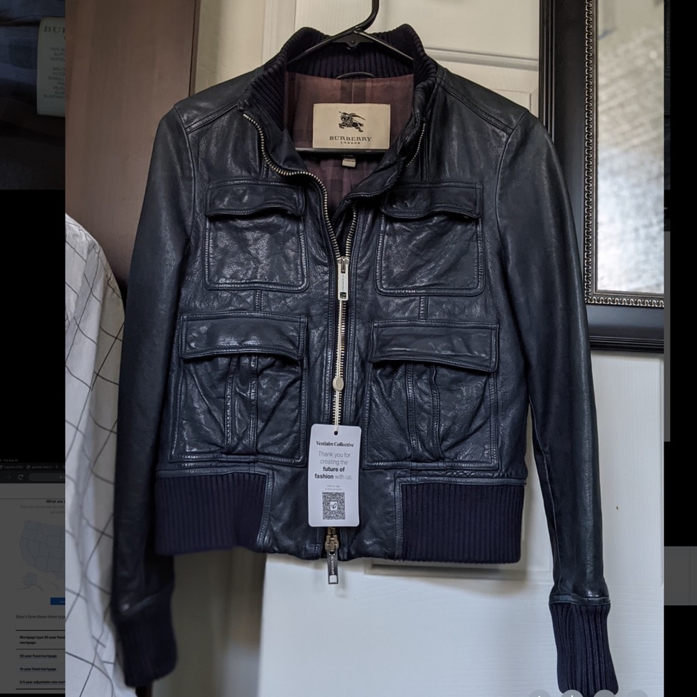 Burberry Midnight Blue-Black Lambs Leather Jacket